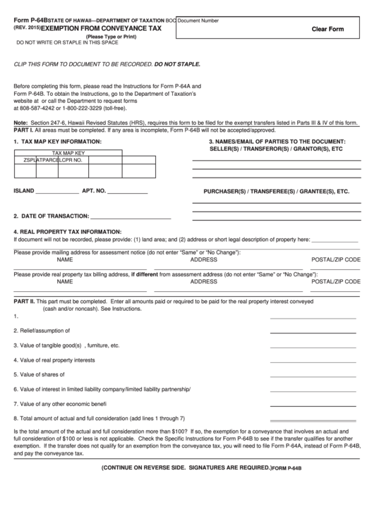 Top 5 Hawaii Form P64b Templates free to download in PDF format