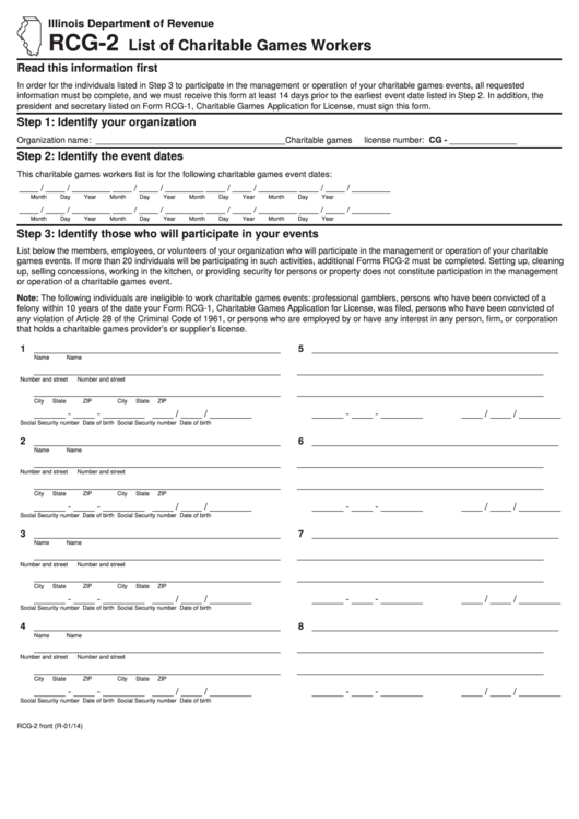 Form Rcg2 List Of Charitable Games Workers printable pdf download