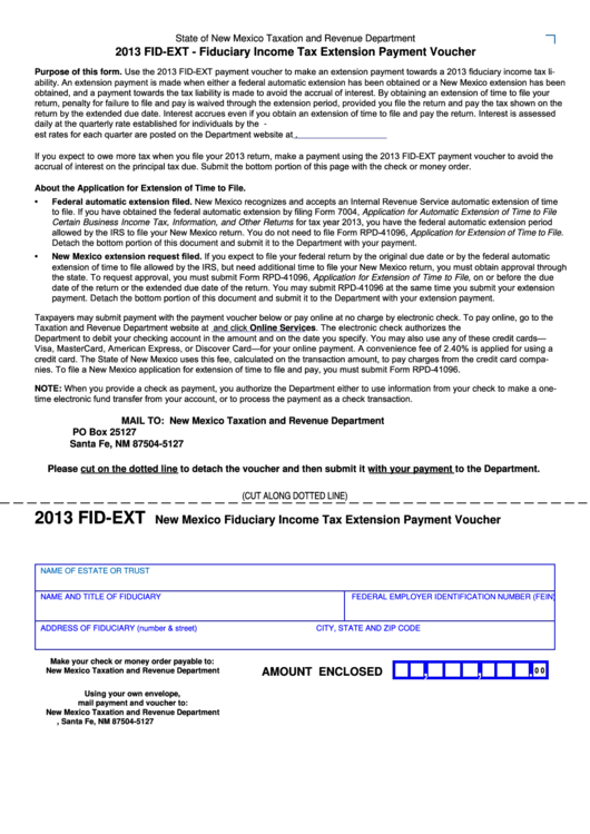 Fillable Form FidExt Fiduciary Tax Extension Payment Voucher