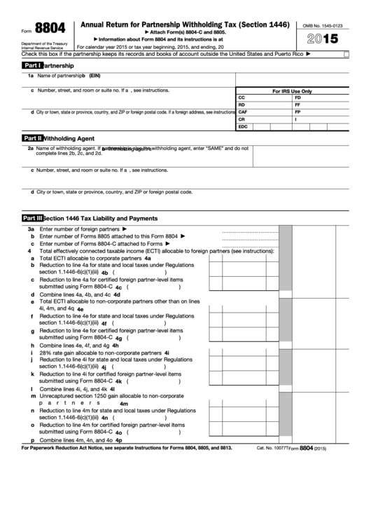 Fillable Form 8804 Annual Return For Partnership Withholding Tax