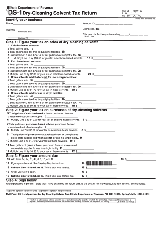 Fillable Form Ds1 DryCleaning Solvent Tax Return printable pdf download