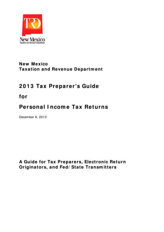 Tax Preparer'S Guide For Personal Tax Returns 2013 printable