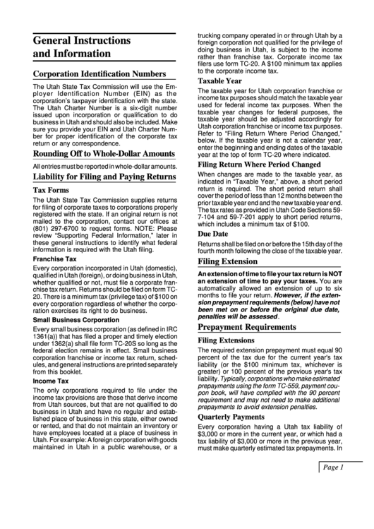 General Instructions And Information Corporate Tax Returns printable