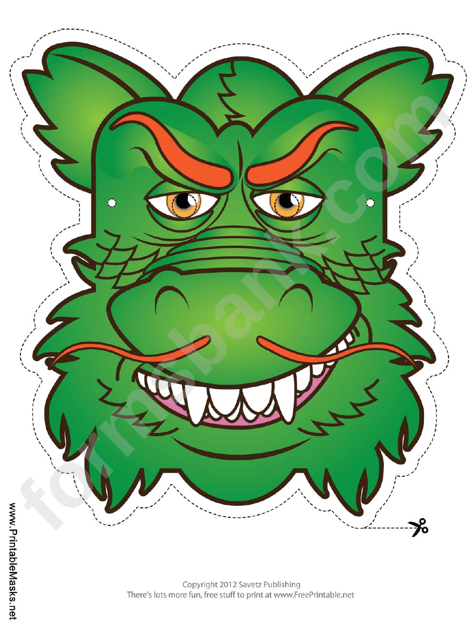 Dragon Asian Mask Template printable pdf download