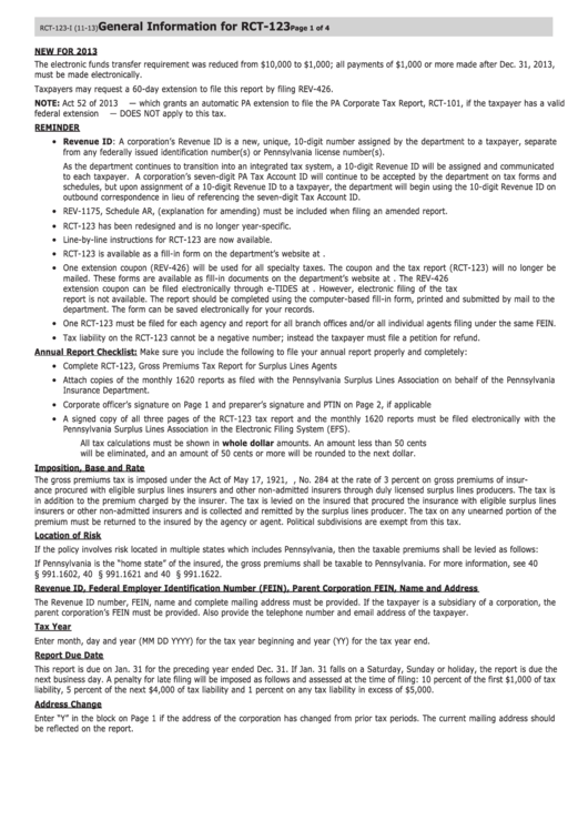 General Information For Rct123 printable pdf download