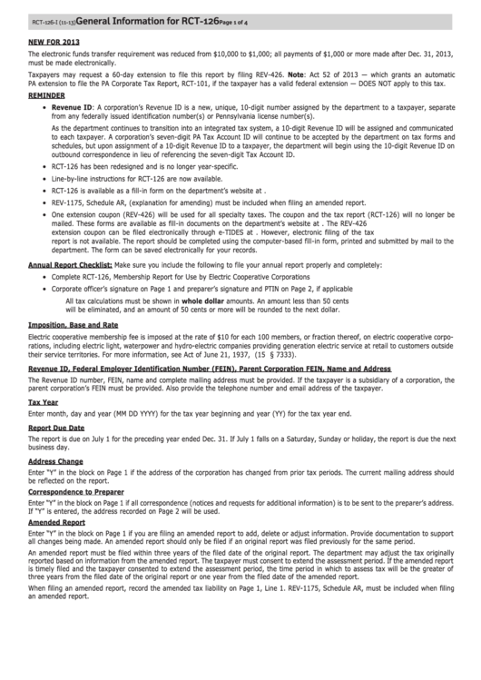 General Information For Rct126 printable pdf download
