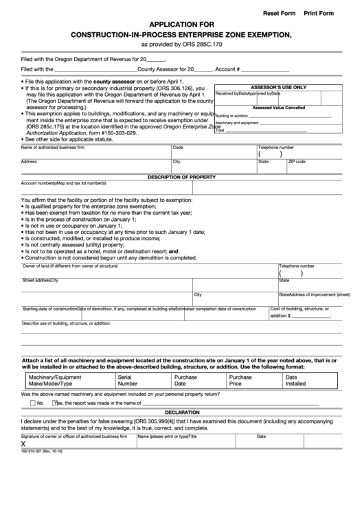 Fillable Form 150310021 Application For ConstructionInProcess