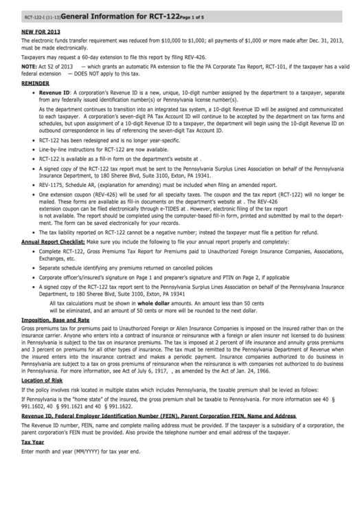 General Information For Rct122 printable pdf download