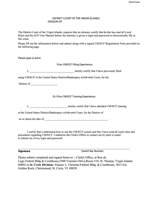 Fillable Attorney Registration Form Electronic Case Filing System