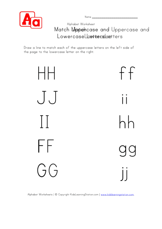 Matching Uppercase And Lowercase Letters Worksheet F, G