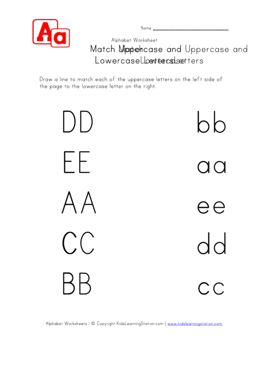Matching Uppercase And Lowercase Letters Worksheet A, B