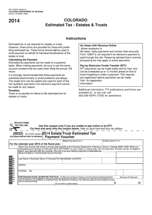 Fillable Form Dr 0105ep Estate/trust Estimated Tax