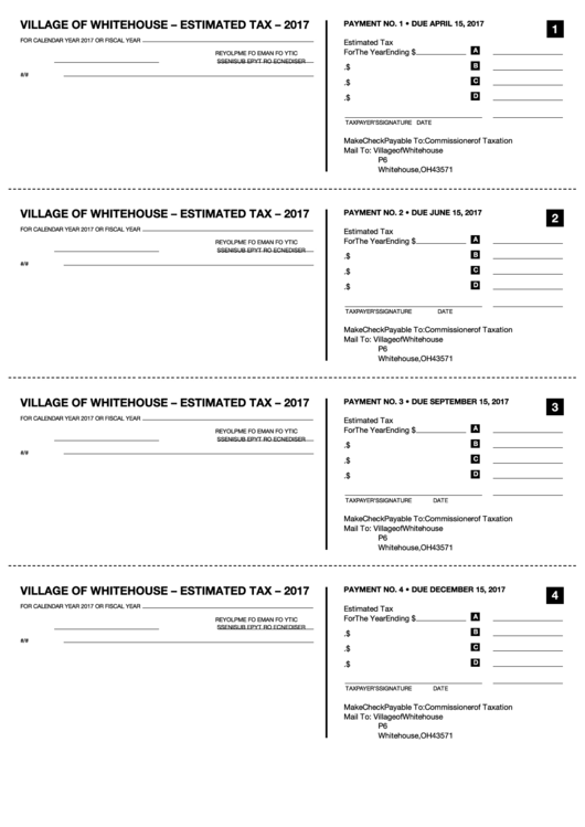 Village Of Whitehouse Estimated Tax 2017 printable pdf download
