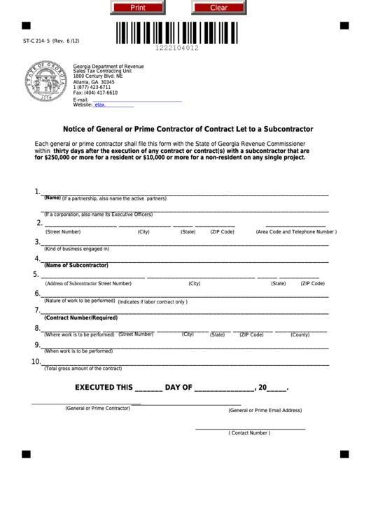 Fillable Form StC 214 5 Notice Of General Or Prime