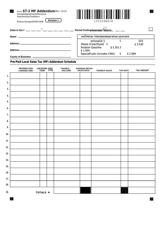 Fillable Form St3 Mf Addendum PrePaid Local Sales Tax