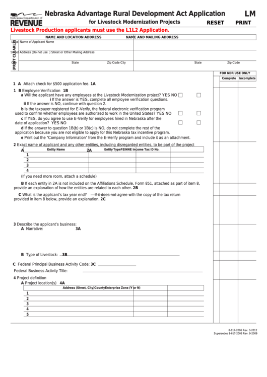 Fillable Form Lm Nebraska Advantage Rural Development Act Application