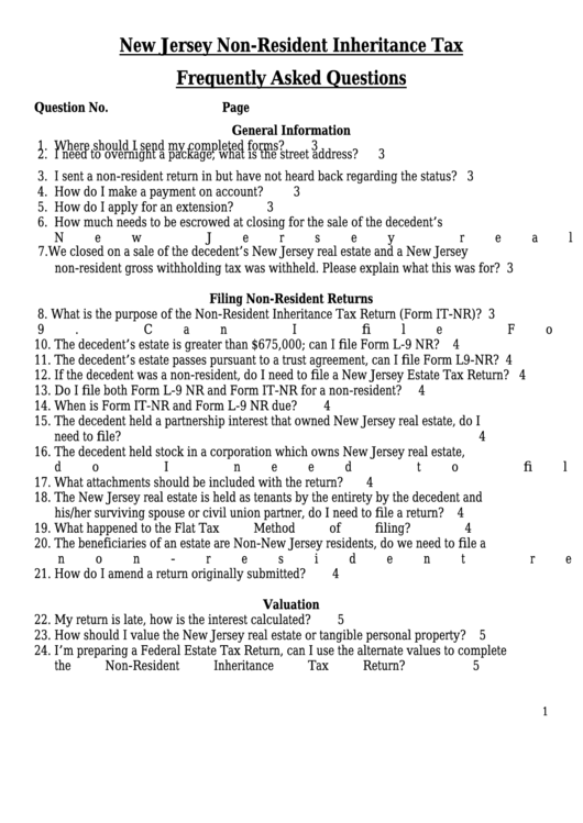 New Jersey NonResident Inheritance Tax Frequently Asked Questions