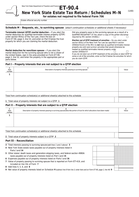Form Et90.4 Schedules MN New York State Estate Tax Return