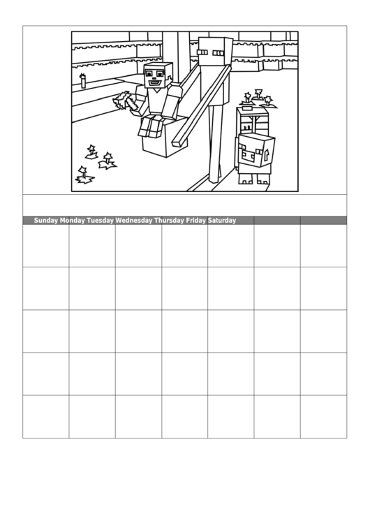 Minecraft Daily Calendar Template printable pdf download