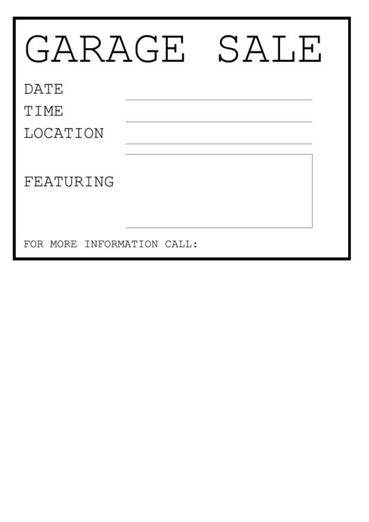 Garage Sale Sign printable pdf download