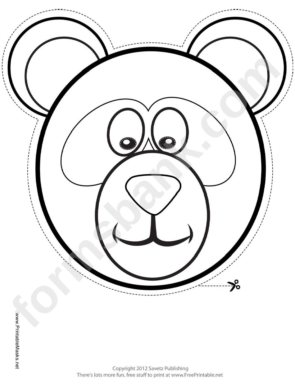 Panda Mask Outline Template printable pdf download