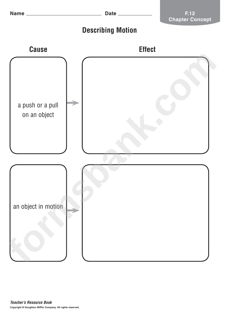 Describing Motion Physics Worksheet printable pdf download
