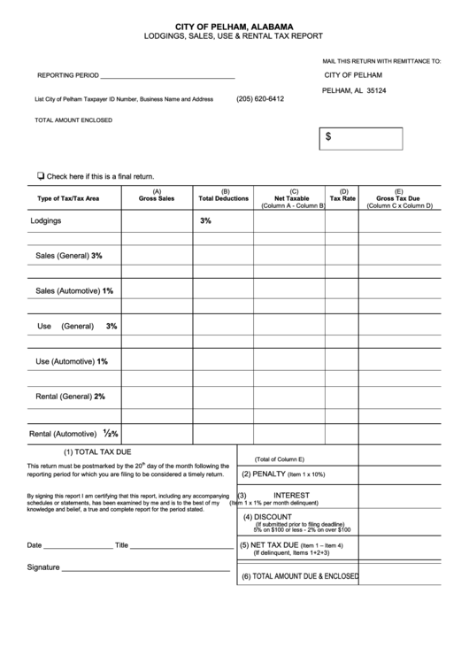 Top 6 Pelham, Al Tax Forms And Templates free to download in PDF format