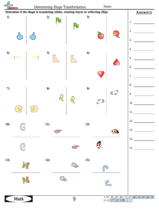 Determining Shape Transformation Worksheet With Answer Key printable