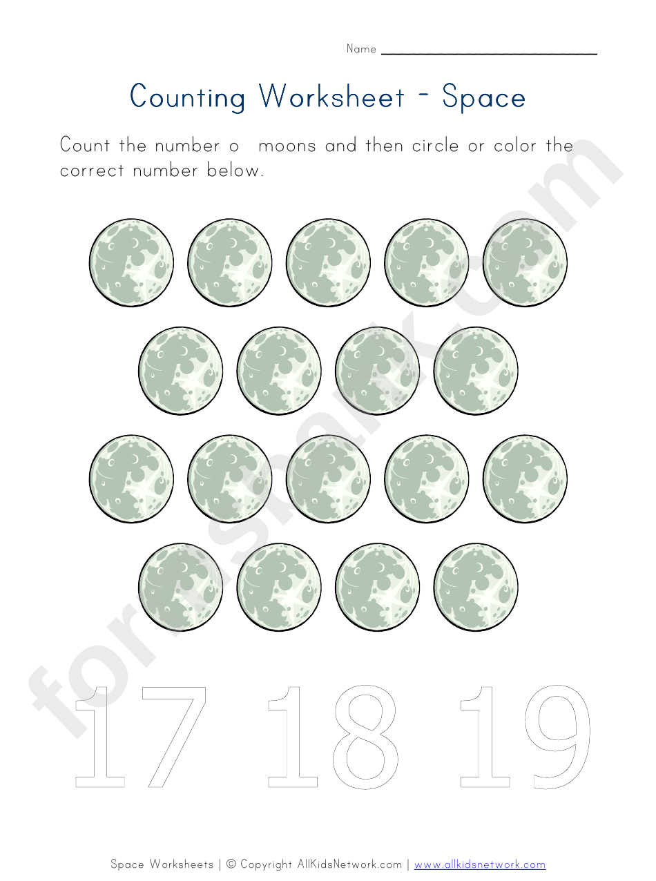 Space Worksheet Practice Counting Moons printable pdf download Space Worksheet Practice Counting Moons printable pdf download