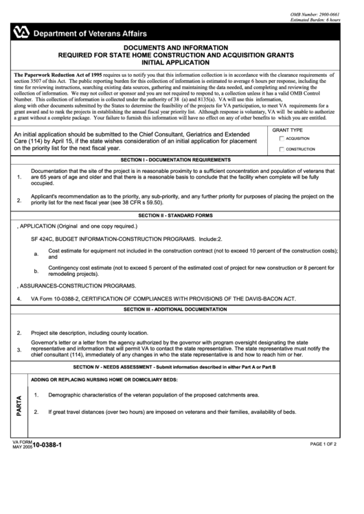 Va Form 1003881 Documents And Information Required For State Home