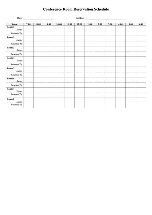 Conference Room Reservation Schedule Template printable pdf download