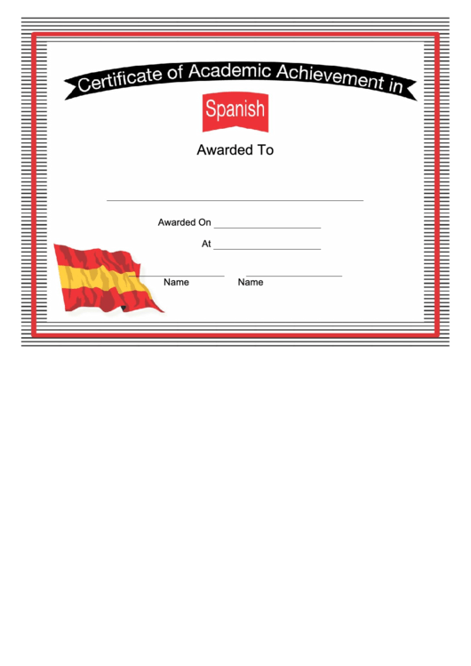 Spain Spanish Language Certificate printable pdf download