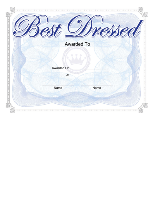 Best Dressed Yearbook Certificate printable pdf download