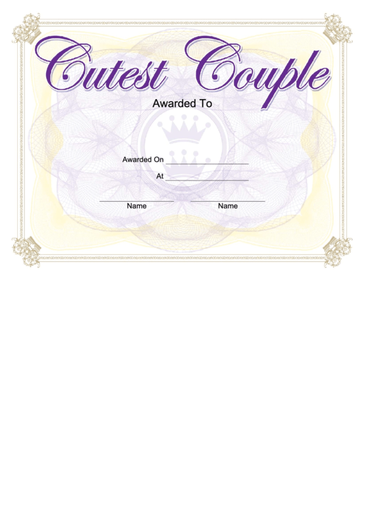 Cutest Couple Yearbook Certificate printable pdf download