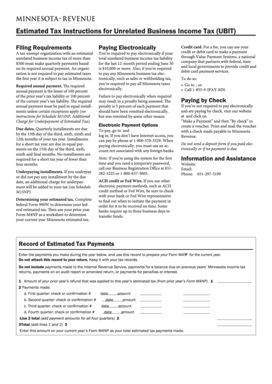 Estimated Tax Instructions For Unrelated Business Tax (Ubit
