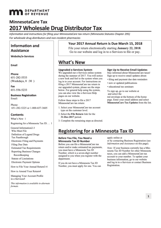 Wholesale Drug Distributor Tax Instructions Minnesota Department Of