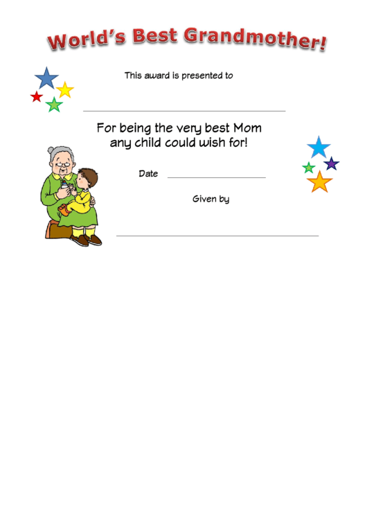 World'S Best Grandmother Certificate Template printable pdf download