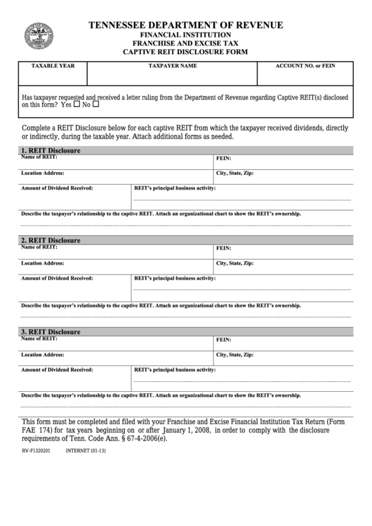 Fillable Financial Institution Franchise And Excise Tax Captive Reit