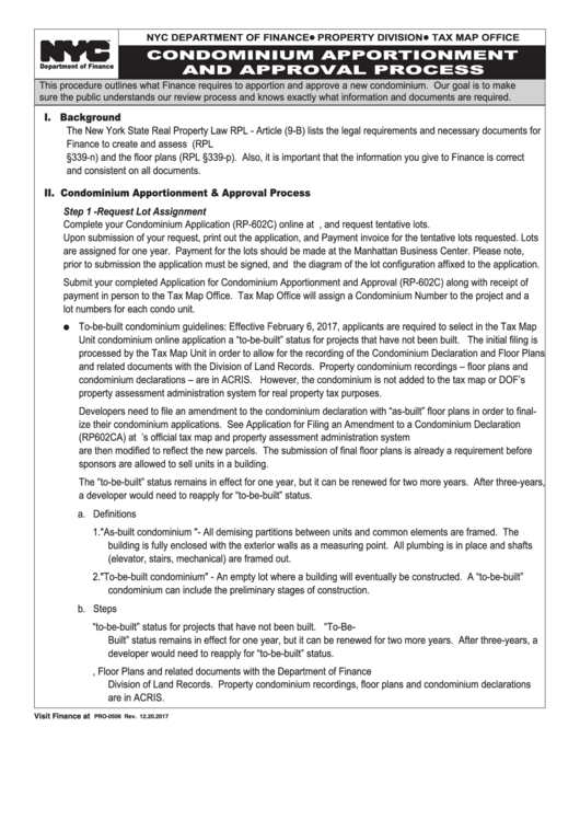 Form Pro0506 Condominium Apportionment And Approval Process