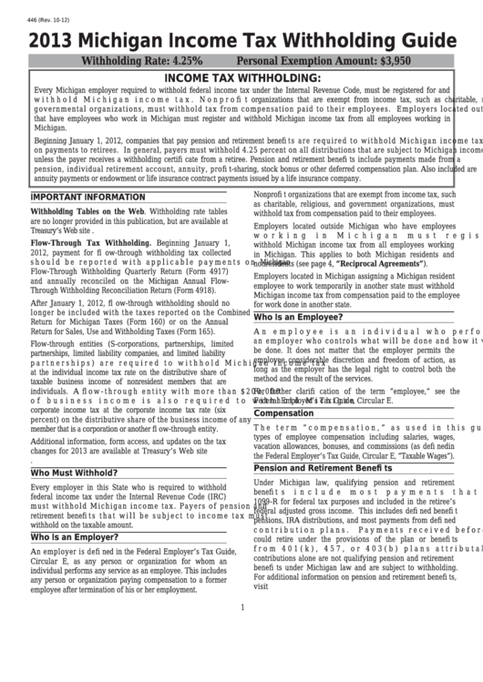 Michigan Tax Withholding Guide 2013 printable pdf download