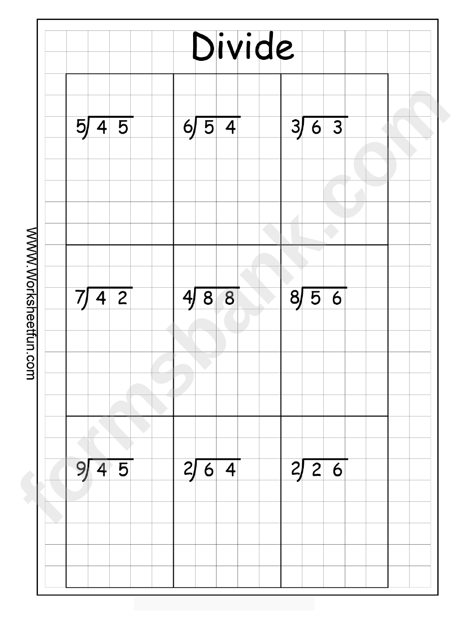Divide Math Worksheet printable pdf download