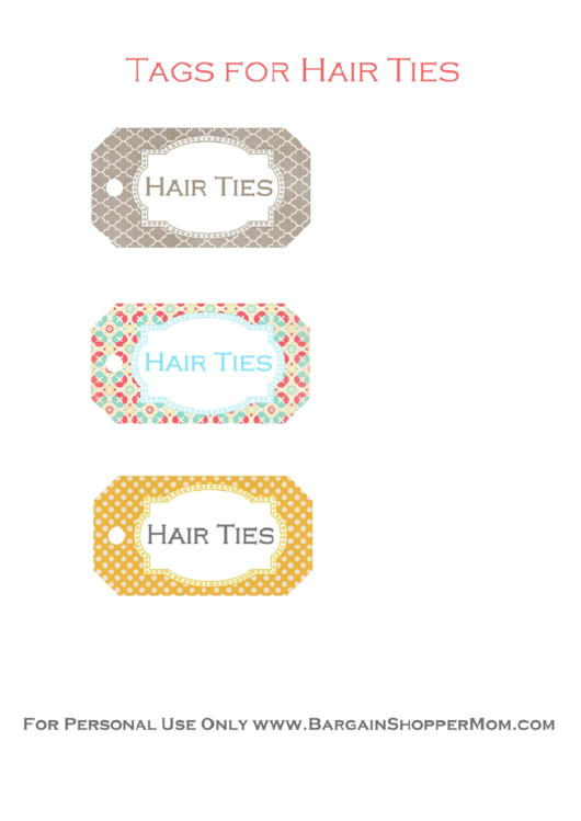 Hair Ties Tags Template Multicolor With Ornament printable pdf download