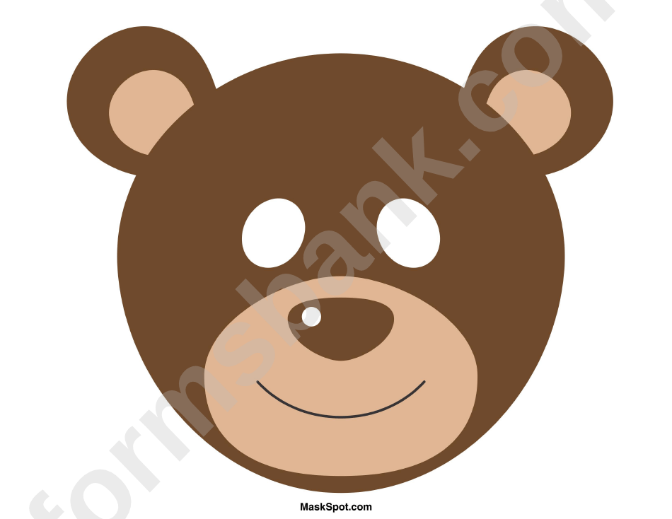 Bear Mask Template - Brown printable pdf download