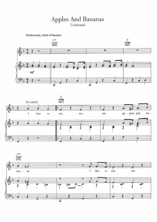 Apples And Bananas Traditional Sheet Music printable pdf download