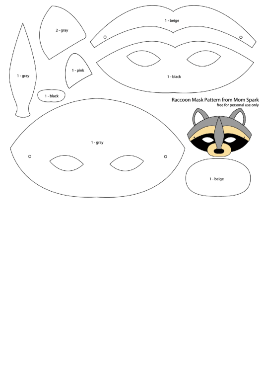 Raccoon Mask Template printable pdf download