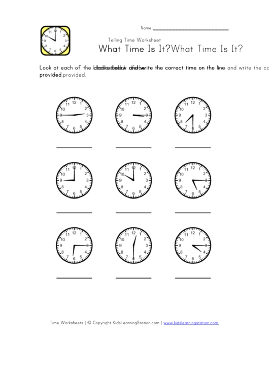 What Time Is It Worksheet Template printable pdf download