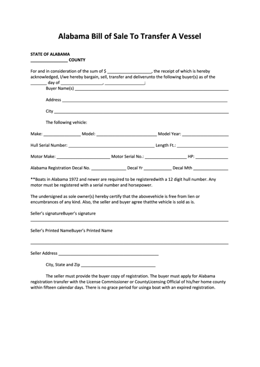 Top Bill Of Sale Form Alabama Templates free to download in PDF format