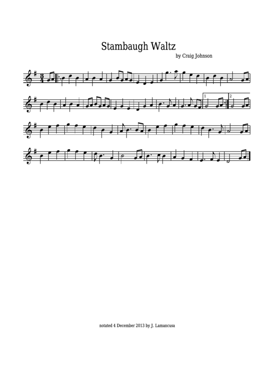 Craig Johnson Stambaugh Waltz Sheet Music printable pdf download