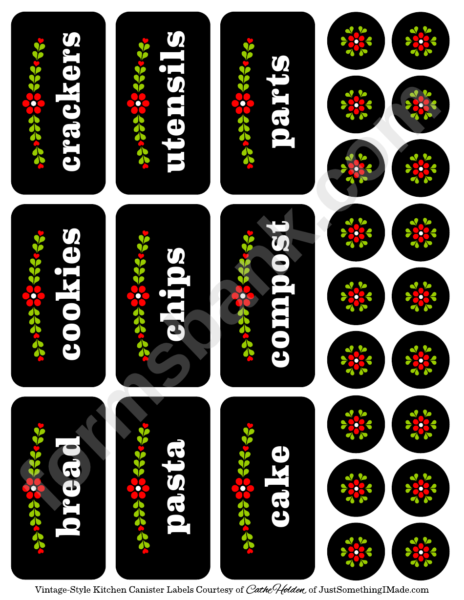 VintageStyle Kitchen Canister Label Template Set printable pdf download