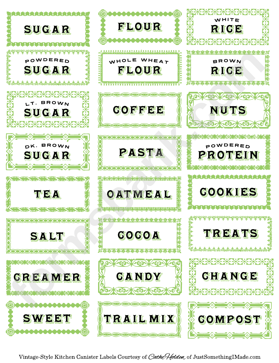 VintageStyle Kitchen Canister Label Template Set printable pdf download